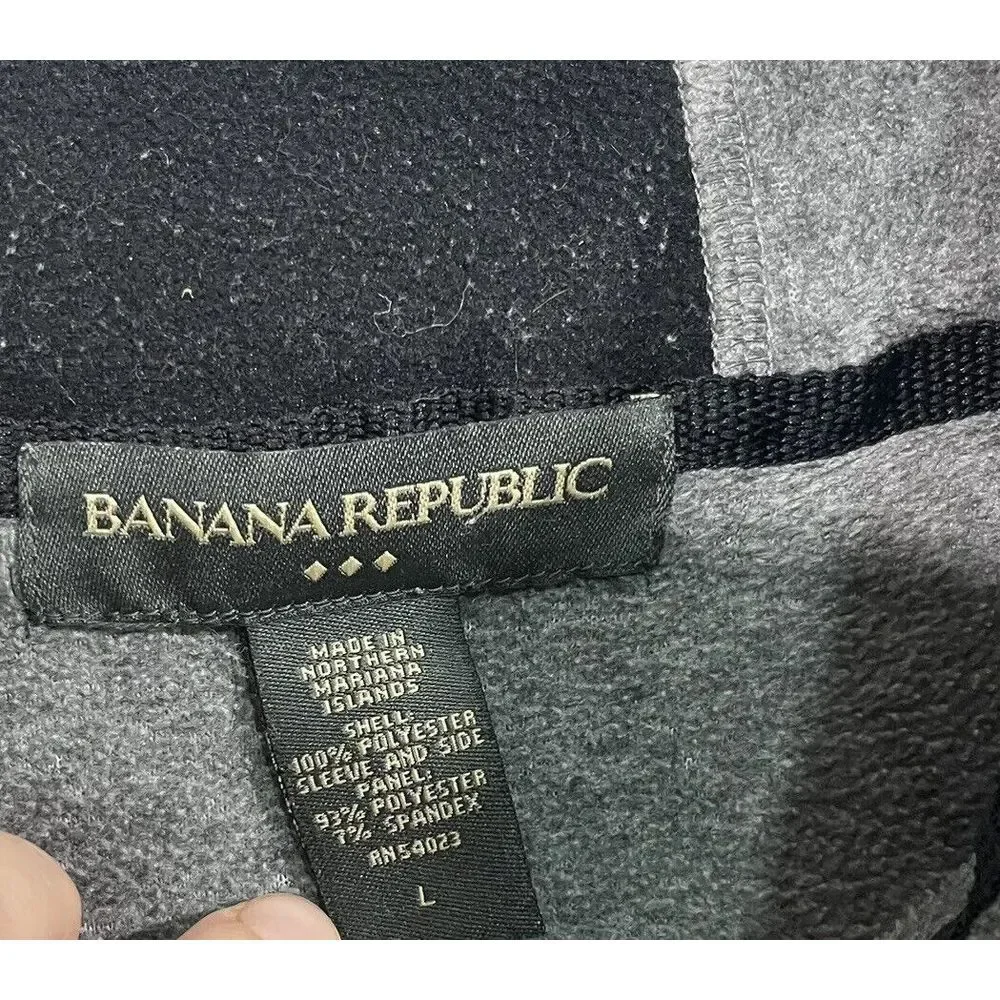 Banana Republic Shirt Men Large Grey Long Sleeve Mock Neck Pullover 1/4 Zip‎
